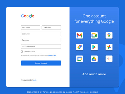 Signup Page app design google ui ux