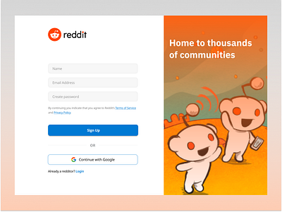 Reddit Sign Up Page branding design figma reddit signuppage ui uiux