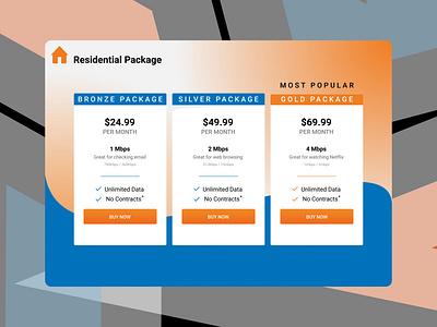 Designing Pricing Page for Broadband Company