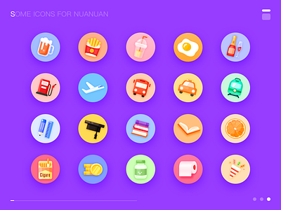 Icons for 暖暖记账 car food icon app learning traffic