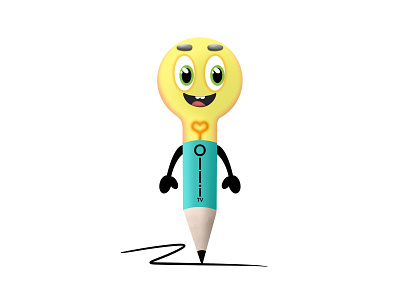 Character design for Olli.TV bulb character color design form pencil sketch volume