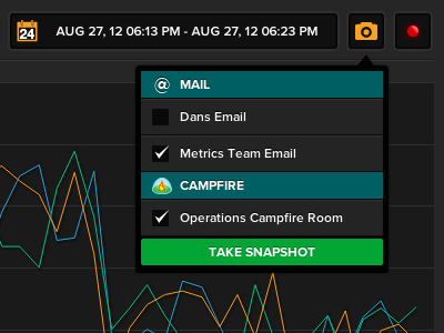 Metric Graph Snapshots campfire dark email librato menu metrics tooltip