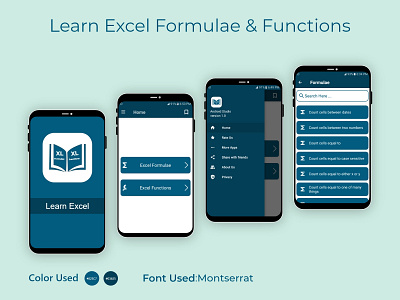 Learn Excel App excel app excel formulae app graphic design learning apps ui