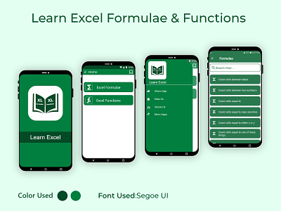 Learn Excel App app design application design excel app excel formulae app learn excel learning learning app ui ui design