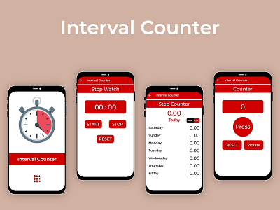 Interval Counter Application android app android app design app design application design count down counter app health interval counter app running step counter app stop watch app training ui