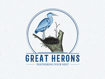 Great Herons Logo Design bird bird logo branding design graphic design heron illustration lineart logo vector vintage