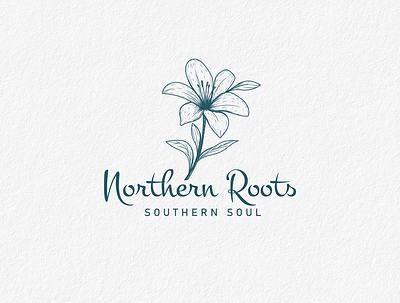 Northern Roots, Southern Soul Logo branding design flowers graphic design hand drawn logo illustration lineart logo vector vintage vintage logo