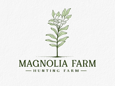 Classic logo for a family farm agriculture branding design flower graphic design illustration lineart logo magnolia logo magnolia tree vector vintage logo
