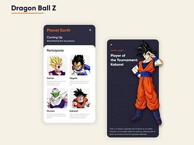 Dragon Ball Z design dragonball z mobile app design mobile ui shots ui