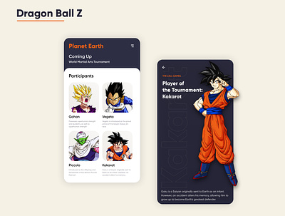 Dragon Ball Z design dragonball z mobile app design mobile ui shots ui