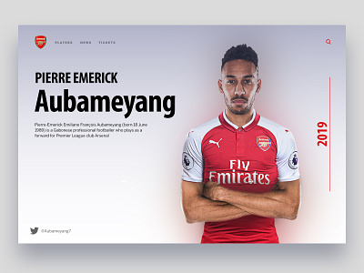 Pierre Emerick Aubameyang arsenal banner football premier league user interface visual design