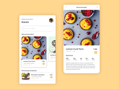 Dessert App card approach design desserts digital dribble mobile app design mobile design mobile ui ui visual design