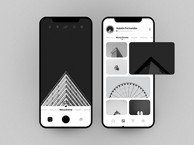 Concept camera app app black blackandwhite colors concept design minimal mobile monochrome ui