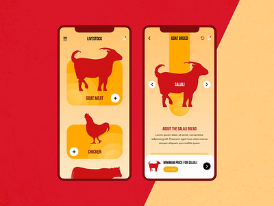 Livestock App adobe animated animation app colors concept design ecomerce intraction microinteraction mobile red ui video xd
