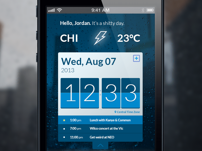 Homescreen Widget app calendar chicago clock digital interface stormy weather widget