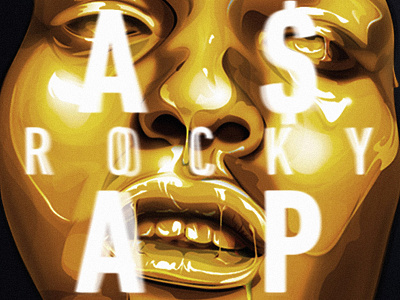 A$AP Rocky gold hip hop illustration liquid rap typography vector