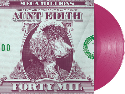 Aunt Edith 40MIL album cover design dollar etching forty illustration mil money pink poodle