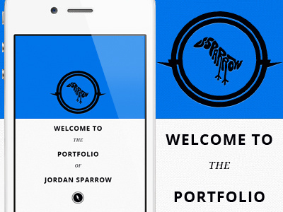 Portfolio Screen blue center design icons jordan lightning logo mobile open portfolio site sparrow splash typography web