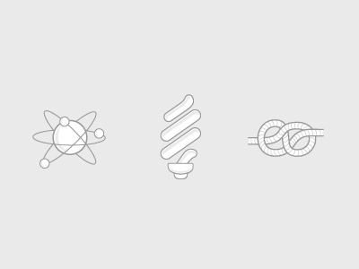 Final Icons atom contour grayscale illustration lightbulb line minimalist rope small string thin ug