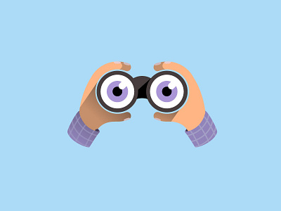 What are you looking for? binoculars eyes hands illustration looking magnify plaid search
