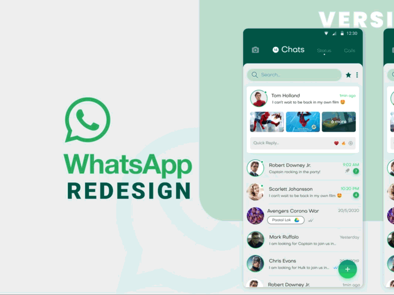 WhatsApp Redesign animation chat design flat interaction messanger micro interaction mobile app mobile app design redesign ui ui design ux whatsapp