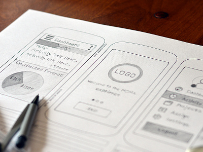 Hi Fi Paper sketches for SaaS Product mobile app saas startup ux wireframe