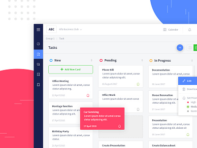 Kanban View for Tasks - Web Application app application community design document flat interface ui ux web wip