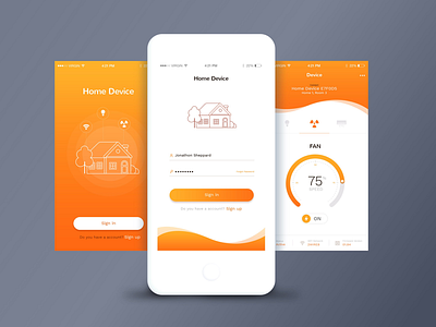 HomeKit Mobile Application UI design flat graphic homekit illustration ios app orange ui ux vector