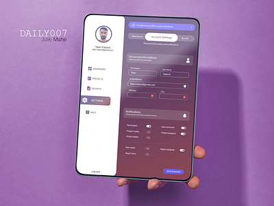 DAILYUI007 app dailyui design figma settingdesign settings ui uidesign uiux