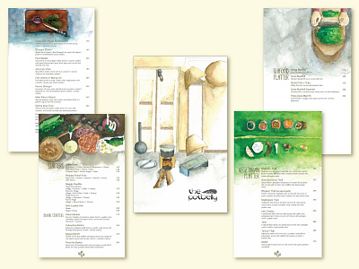 Restaurant menu design : The Potbelly branding design graphic design illustration menu design typography watercolours