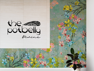 Wallpaper Design : The Potbelly design digital collage graphic design illustration interior design wallpaper design watercolour