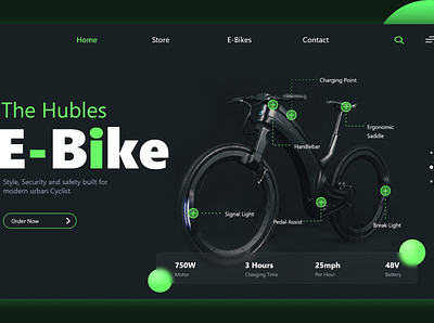 The Hubbles e-bike web cover page electic ev design illustration ui ux web design