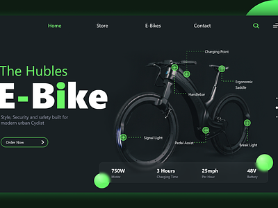 The Hubbles e-bike web cover page electic ev design illustration ui ux web design