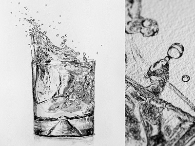 Water on Paper! archival ink art black and white drawing drink illustration pen on paper splash water