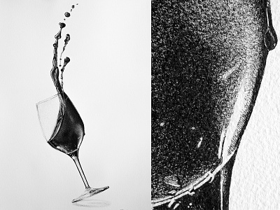Red Alert! alcohol archival ink art black and white drawing drink illustration pen on paper splash wine