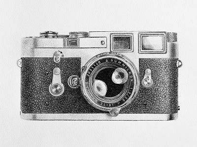 Leica M3 - Legendary Cameras Collection archival ink art black and white camera drawing illustration leica pen on paper