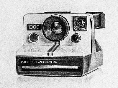 Polaroid - Legendary Cameras Collection archival art black and white camera drawing hyperrealystic illustration ink pen on paper polaroid vintage