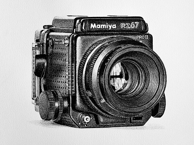 Mamiya RZ67 - Legendary Camera Collection black and white camera drawing illustration ink mamiya pen on paper