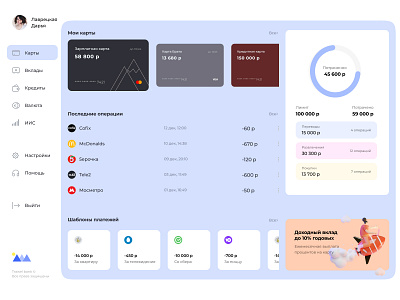 My Dashboard Payment card animation app branding creative dashboard design figma first icon illustration landing page logo main screen pay tablet ui ux