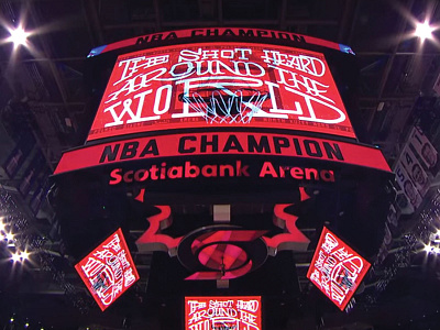 Toronto Raptors Jumbotron Lettering. Kawhi Leonard Tribute