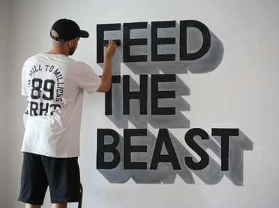 Starve the Ego. Feed the Beast. Type Mural for a CoWorking Space capetown co working space freelancer goodtype handlettering illustration lettering letters office mural painted typography sansserif shadow signwriting type typeface typetopia typism typographic illustration typographicmural typography