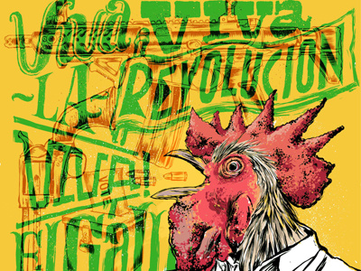 Viva El Gallo africa goodtype guns hand lettering political poster revolution rooster type typography