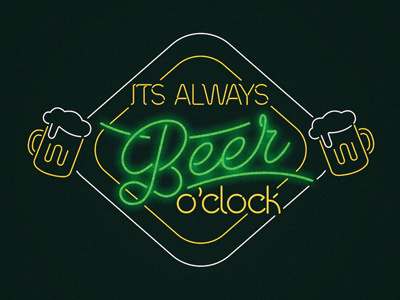 Beer O'Clock beer goodtype handdrawn icon neon neontype type typography vector