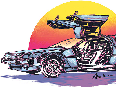 The De Lorean Back To The Future 80s art back future illustration marty mcfly movie poster sci fi the to