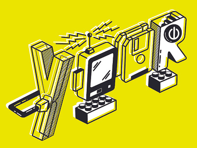 Gizmos gadget gizmo illustrator isometric lego lettering tech type typography vector