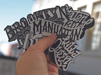 New York Five Boroughs Sticker Pack bronx brooklyn illustration lettering manhattan new york ny queens type typography urban