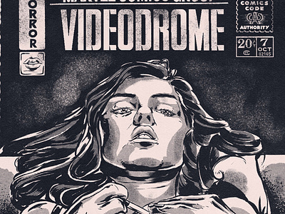 "Videodrome Comic Cover " Horror month illustration series comic illustrations comicbooks comicocver cult classic film halftone horrormonth illustration inktober movieposter type vhs videodrome vintagecomic