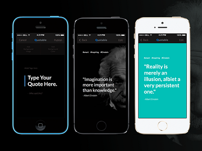 Quotable Screens WIP app black design ios mobile ui