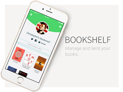 Bookshelf app books bookshelf clean flat ios ui white