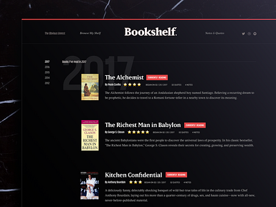 Bookshelf Archive — WIP black blog books cms dark library reading ui web design